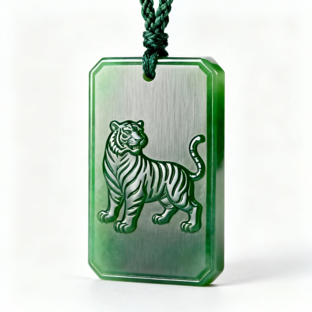 AI jade zodiac tiger carving pendant
