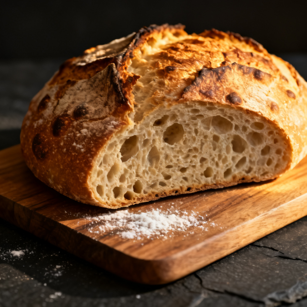 AI rustic sourdough bread close-up