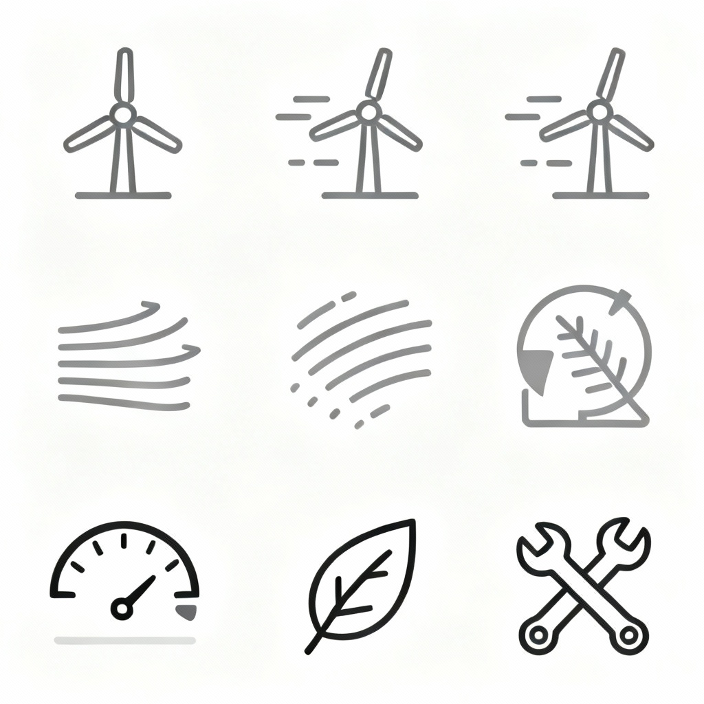 Minimal vector wind energy icon set