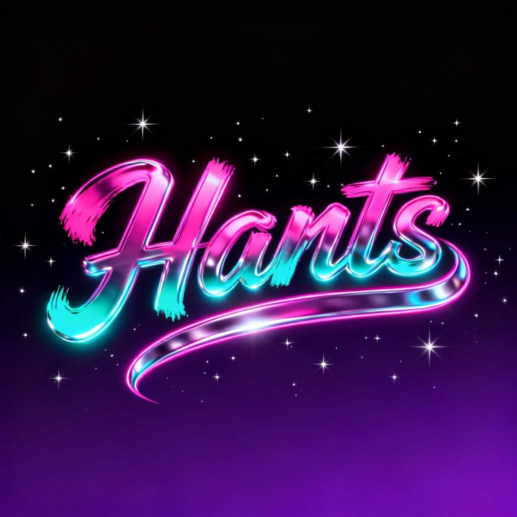 AI retro futurism script lettering with chrome and neon