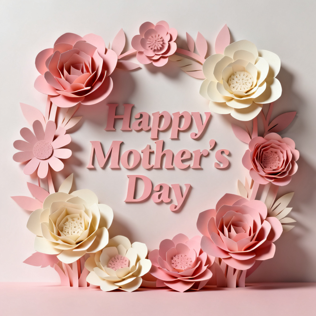 AI paper cut animated Mother's Day card