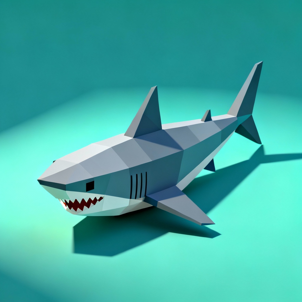 AI low poly 3D shark render