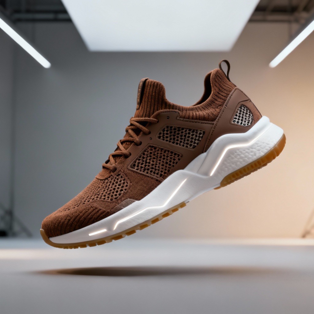 Mocha brown knit sneaker concept with white sole