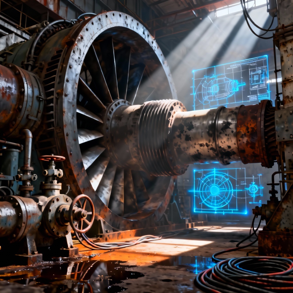 AI concept art of large industrial turbine machinery