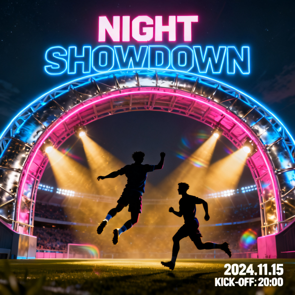 AI World Cup match poster neon style