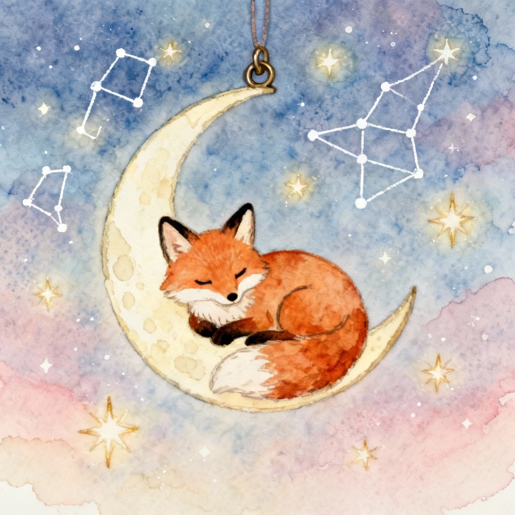AI Whimsical Stargazing Fox Illustration