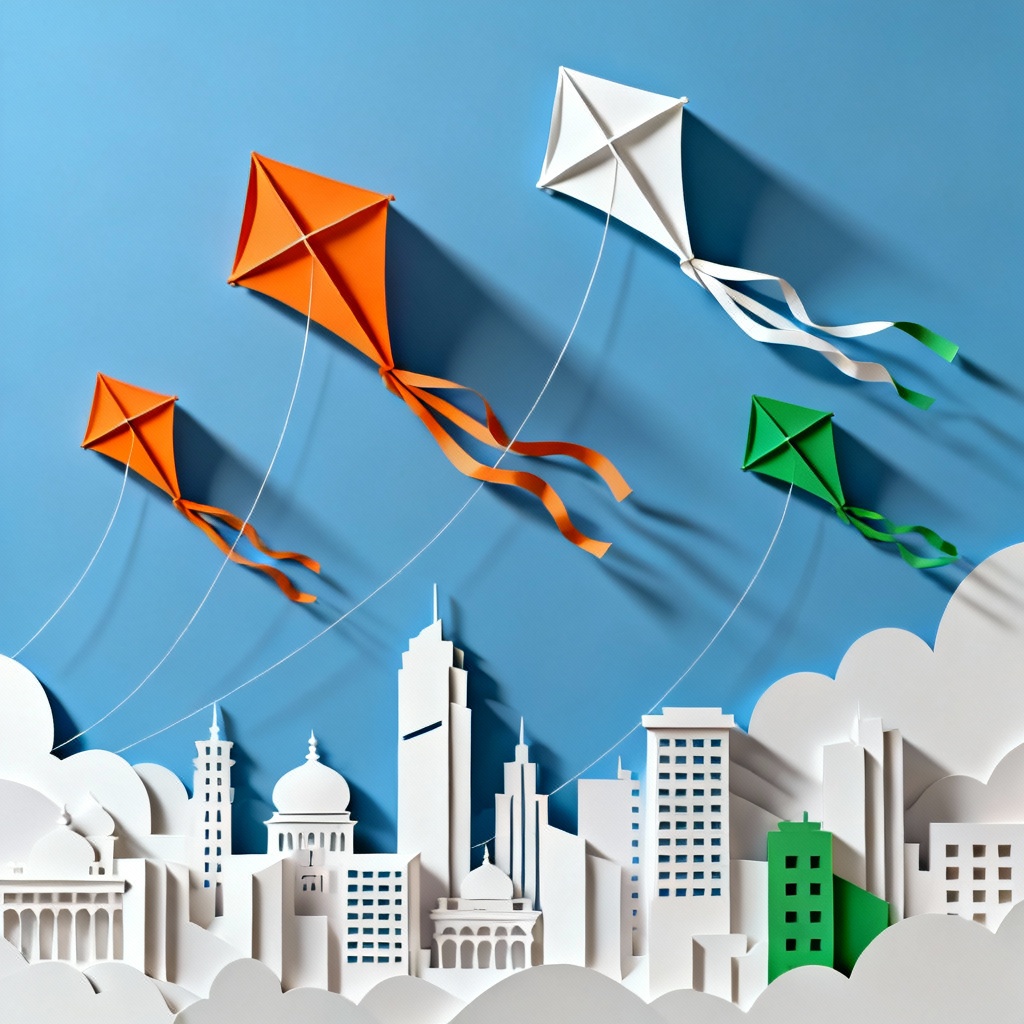 AI Tricolor Kite Republic Day Art