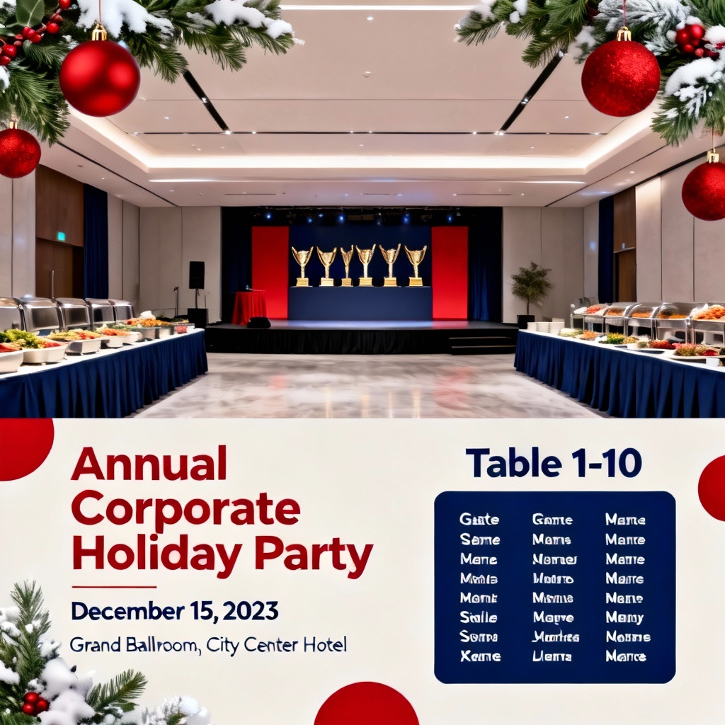 AI winter holiday office party visuals