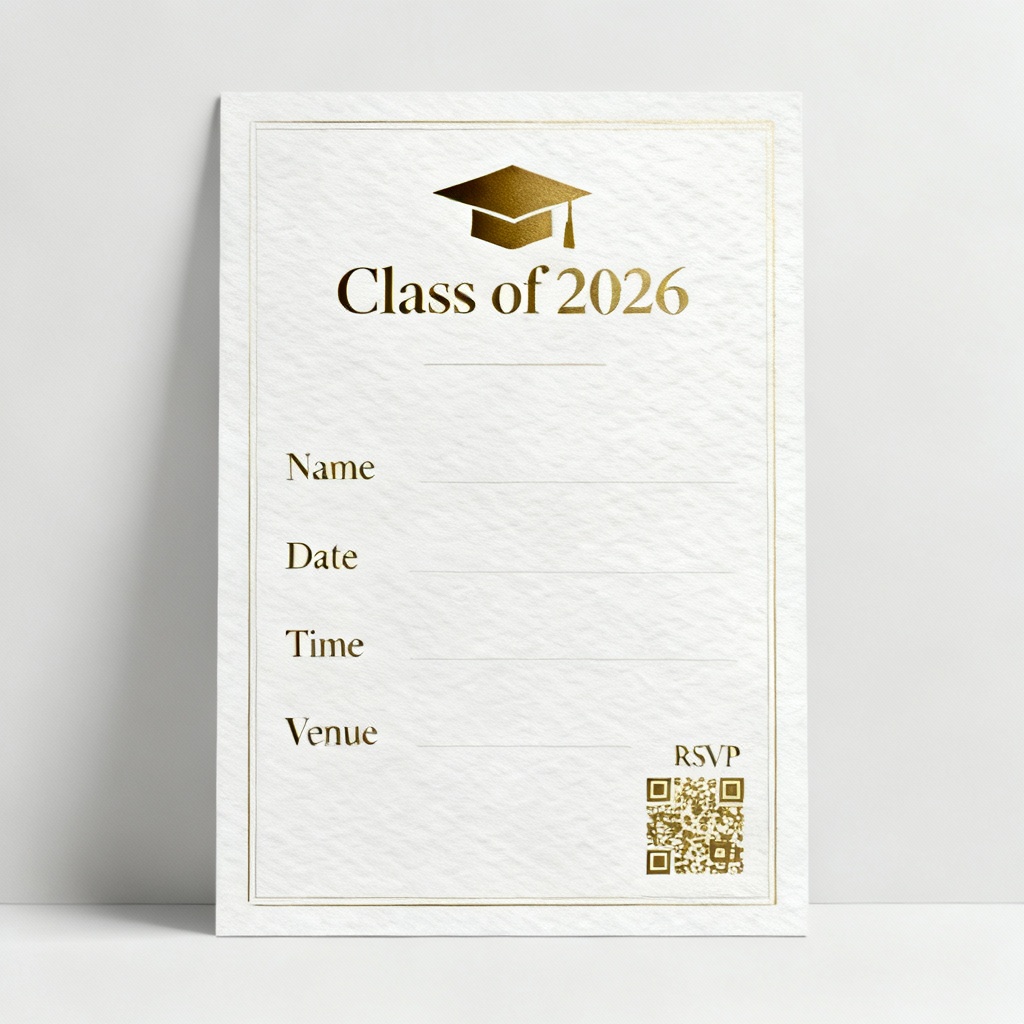 AI Graduation Invitation Card in Elegant Gold Style