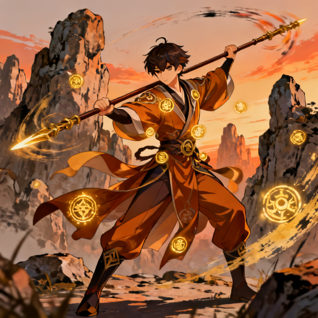 AI Genshin OC image of a Liyue Geo exorcist
