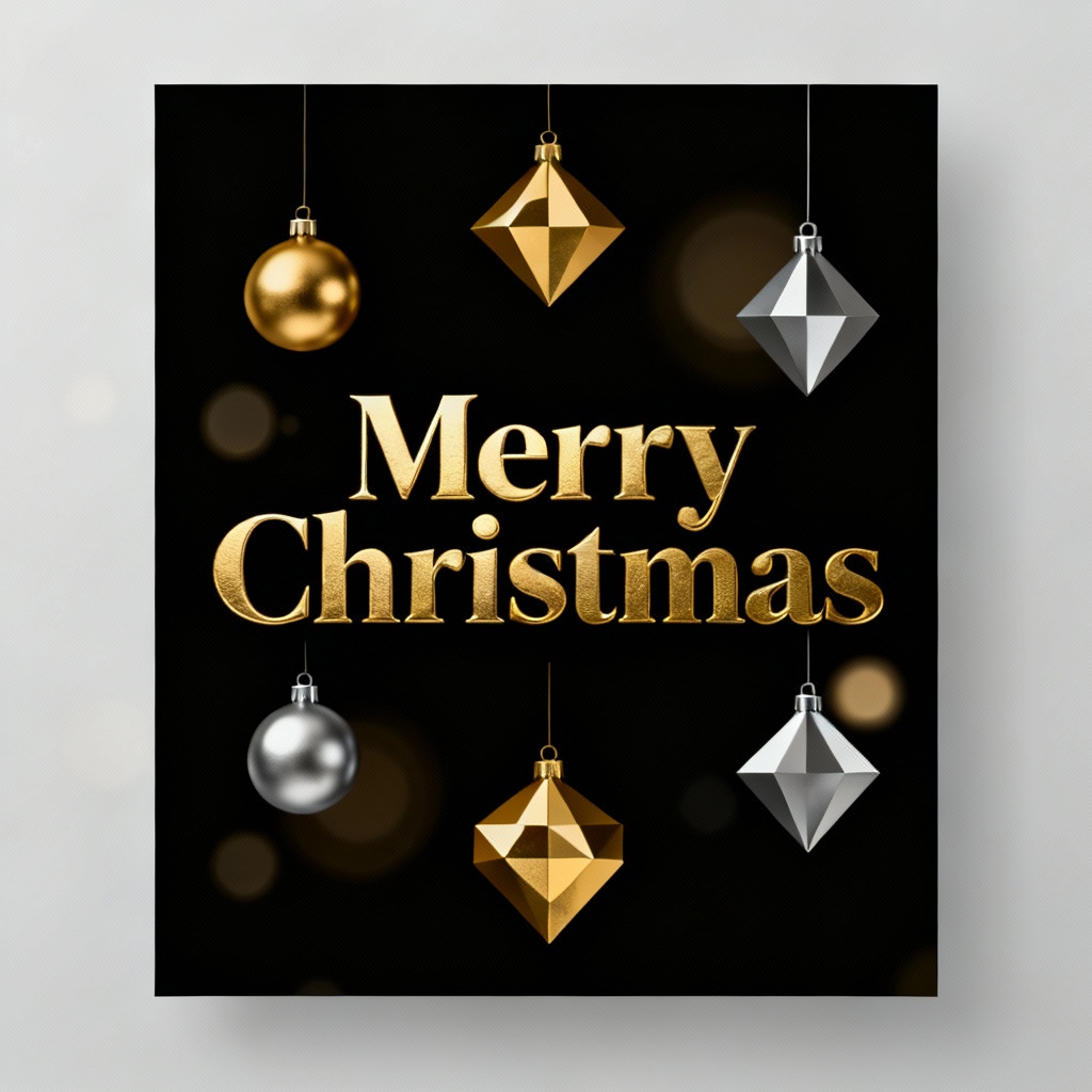 Minimal gold foil Merry Christmas poster