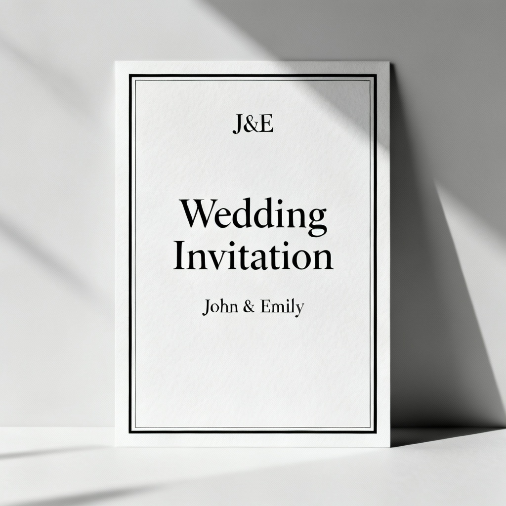 AI Minimalist Monochrome Wedding Invitation