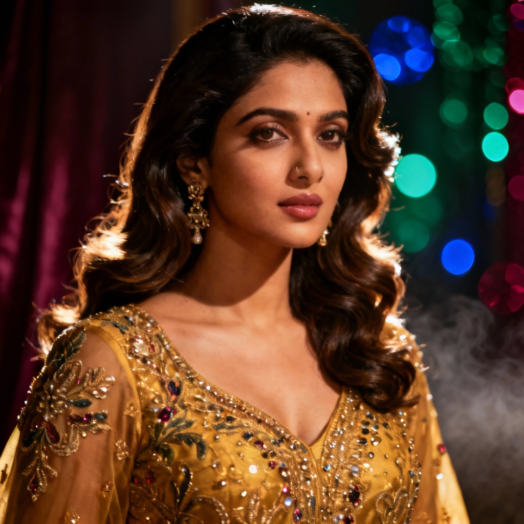 AI cinematic glamour portrait of Indian woman