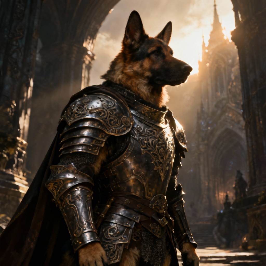 AI Fantasy German Shepherd Knight