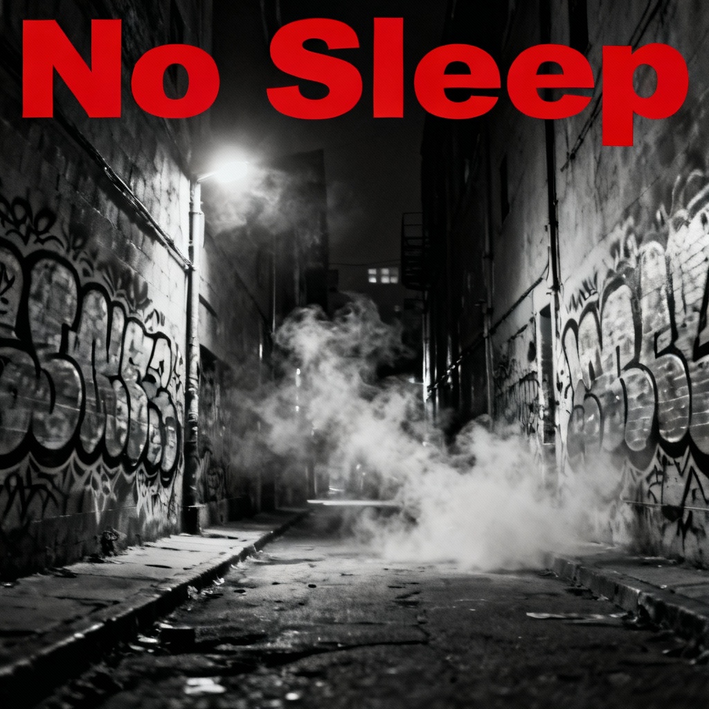 AI hip hop single cover with gritty urban alley
