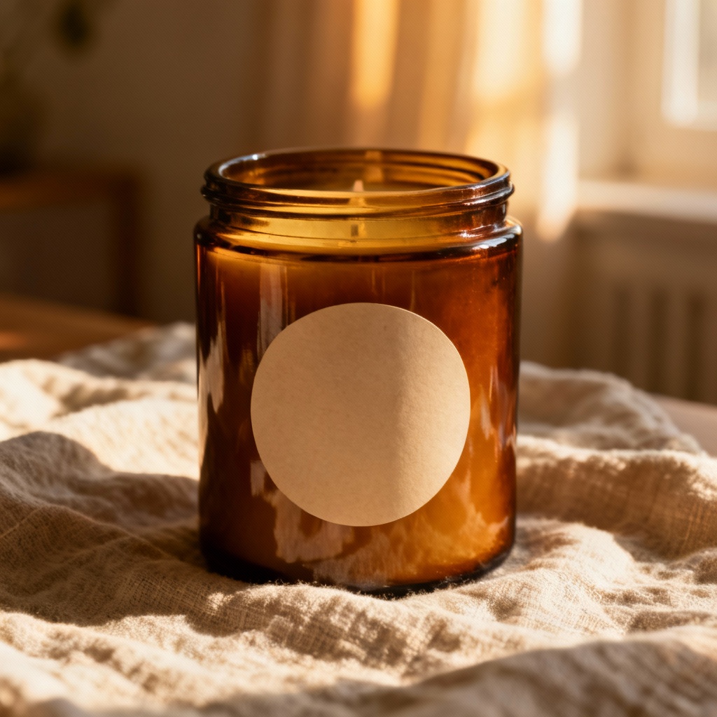 AI Candle Jar Packaging Lifestyle Mockup