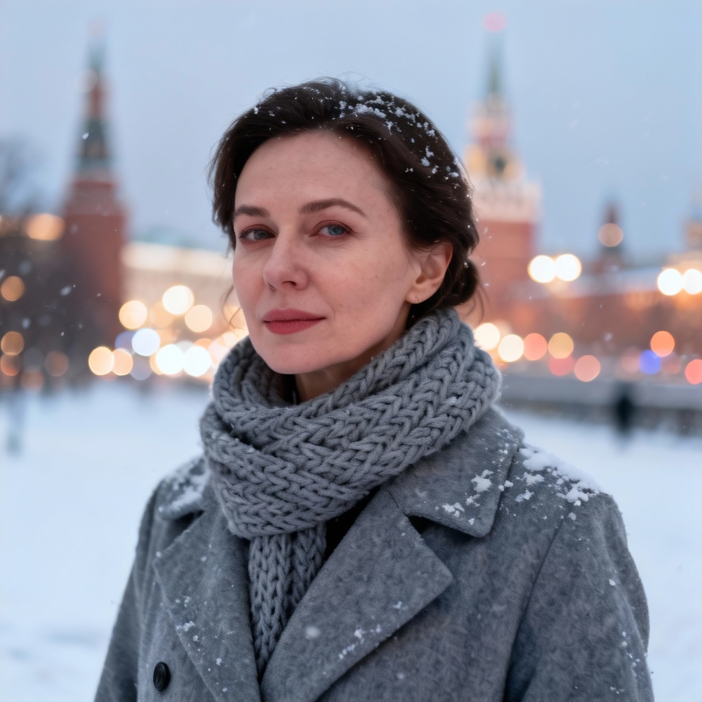 AI portrait of Russian woman in winter street style