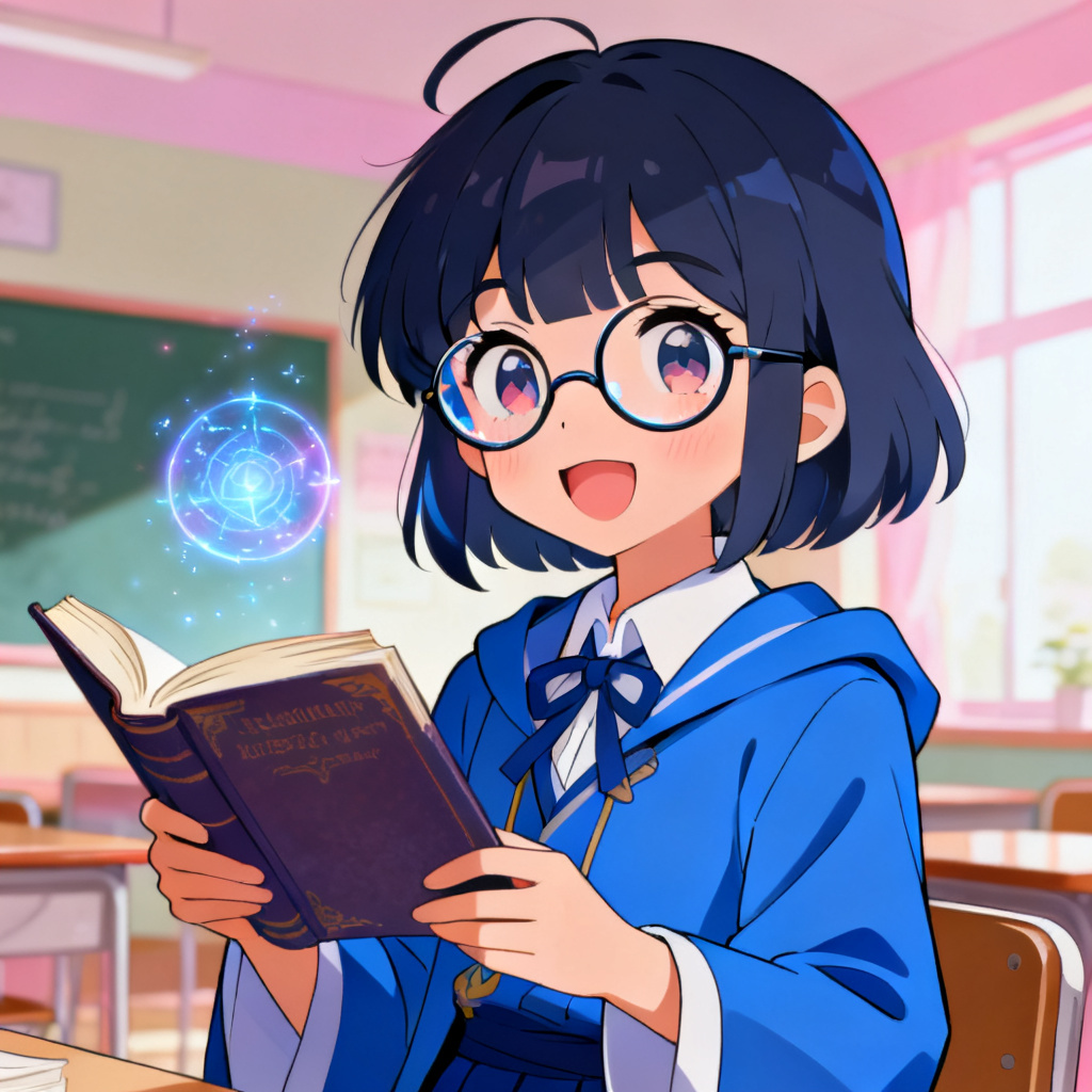 AI anime school mage character portrait