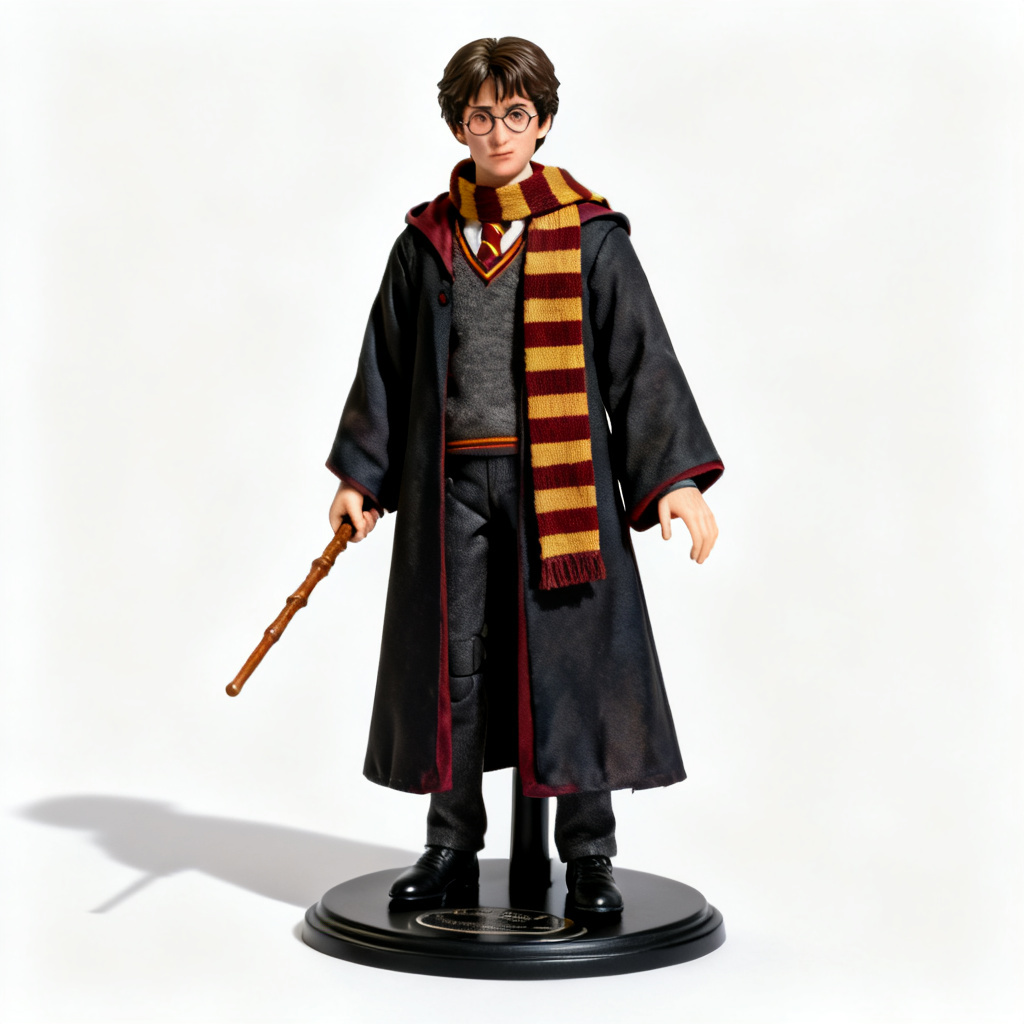 AI wizard school hero action figure render on studio background