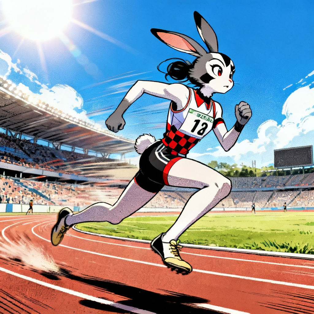 Beastars OC harlequin rabbit athlete