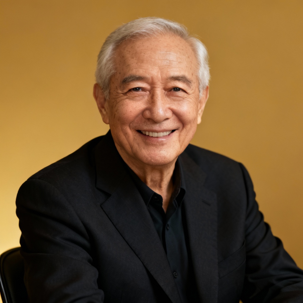 AI elderly business headshot on clean background