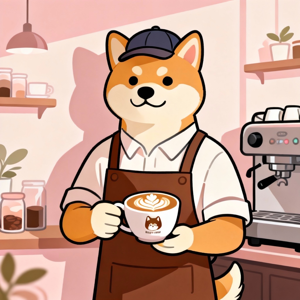 AI vector shiba barista mascot