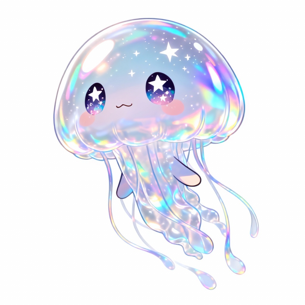 Space jelly mascot VTuber avatar with holographic glow