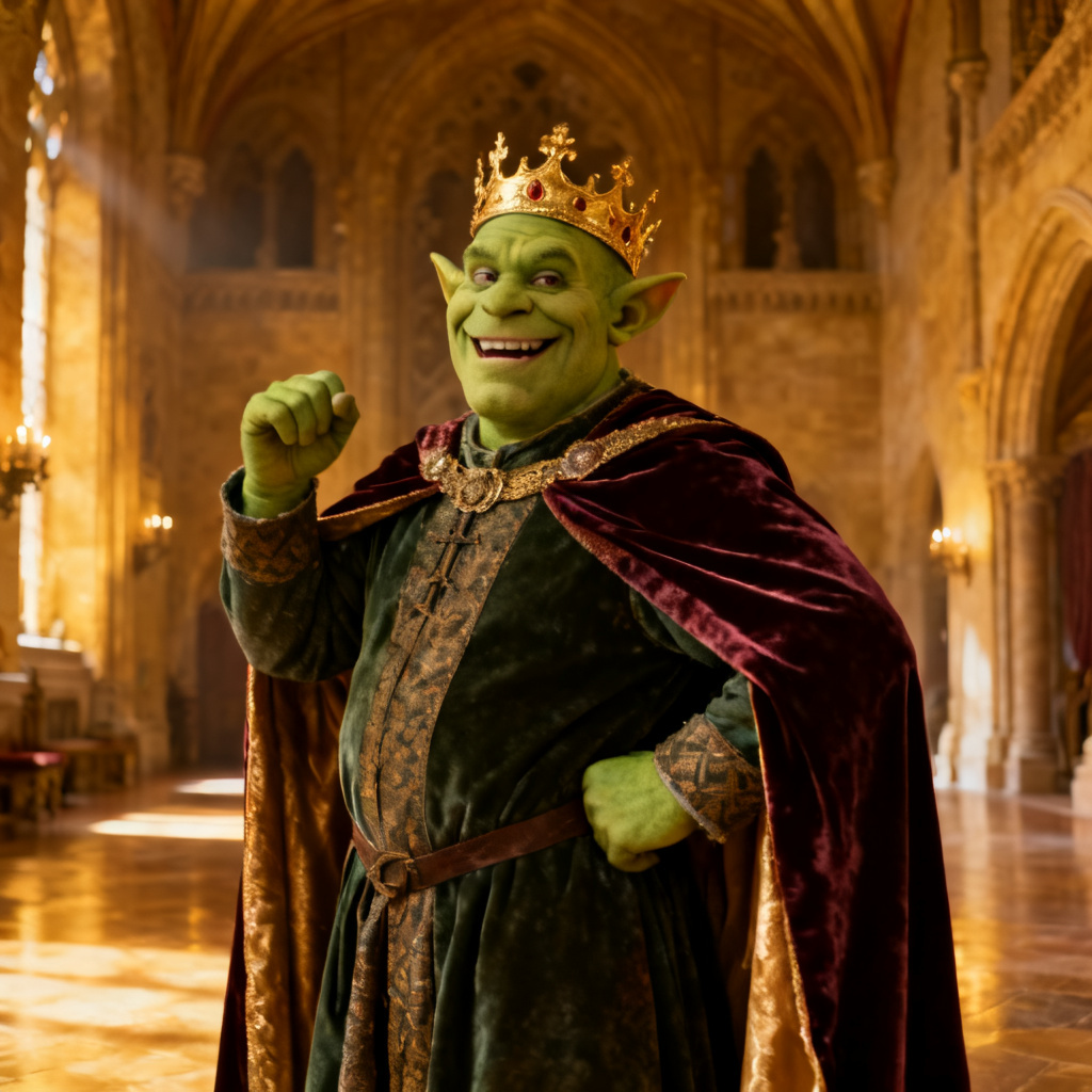 AI Royal Ogre Portrait in Shrek-inspired fantasy style