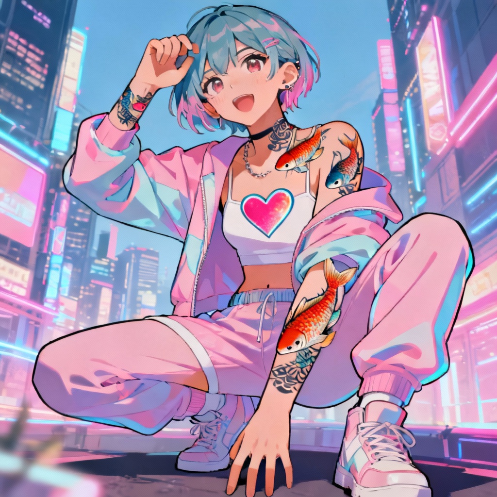 AI Anime Tattoo Girl Streetwear
