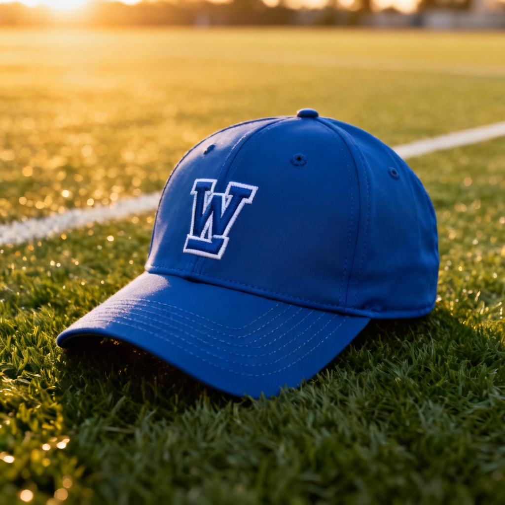 AI team baseball cap with raised letter embroidery