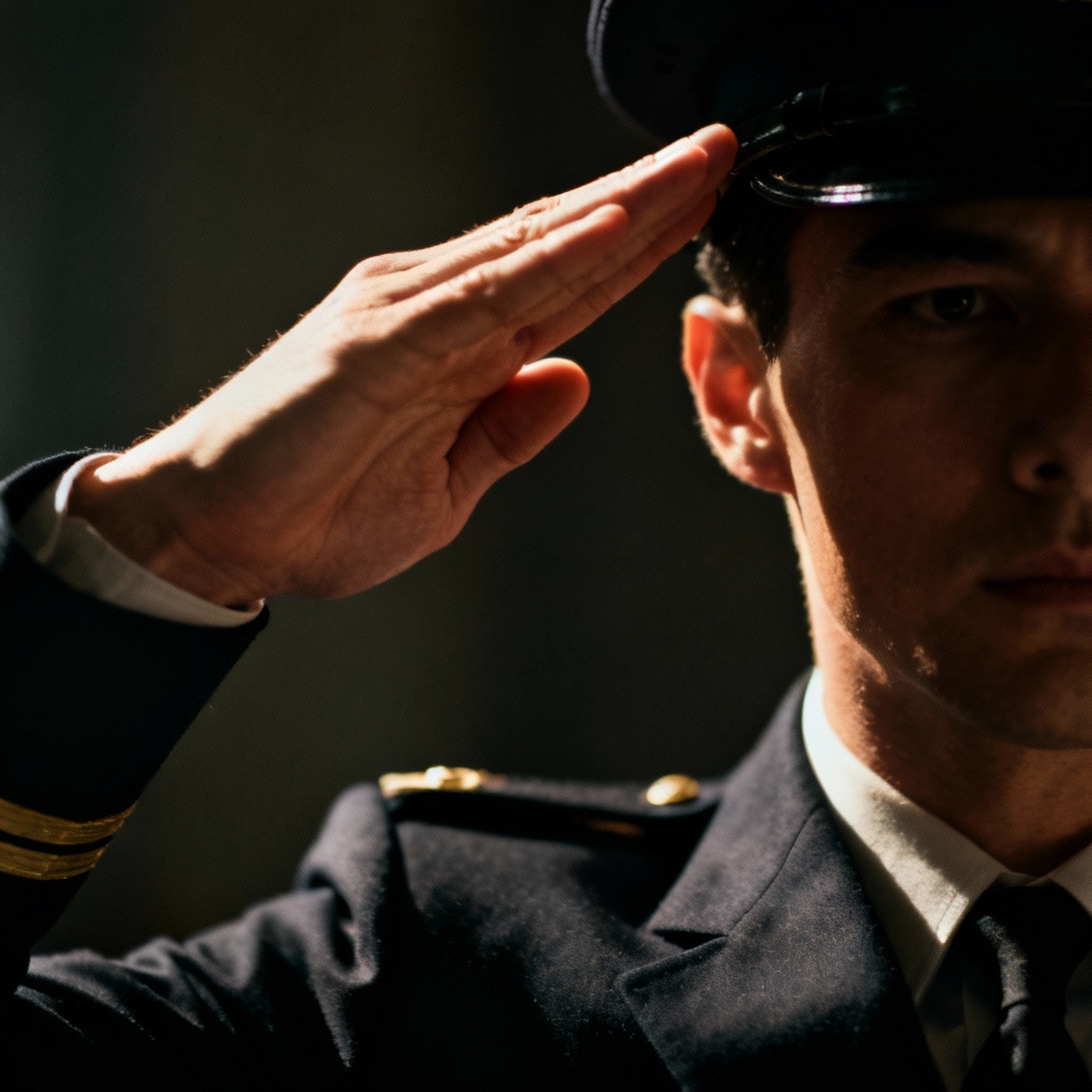 AI Cinematic Officer Salute Portrait