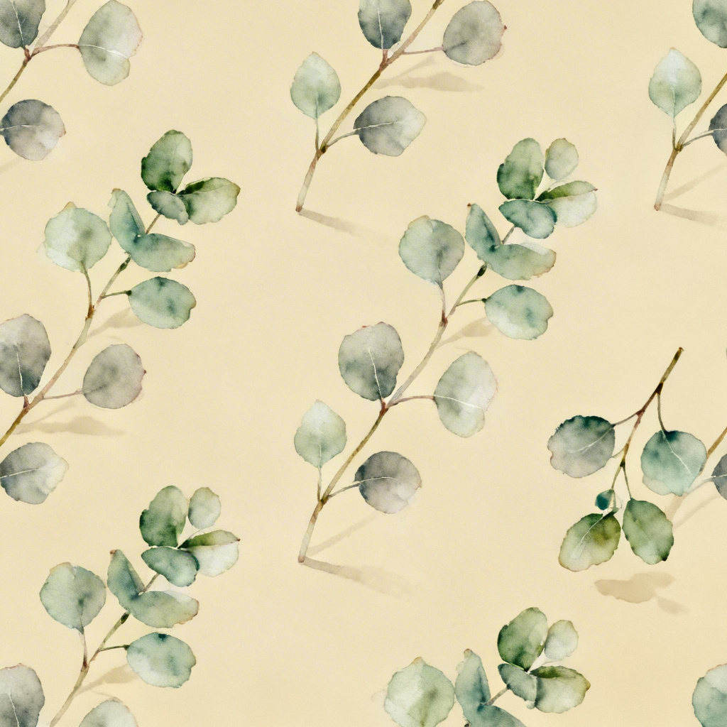 Subtle seamless leaf pattern in soft sage watercolor