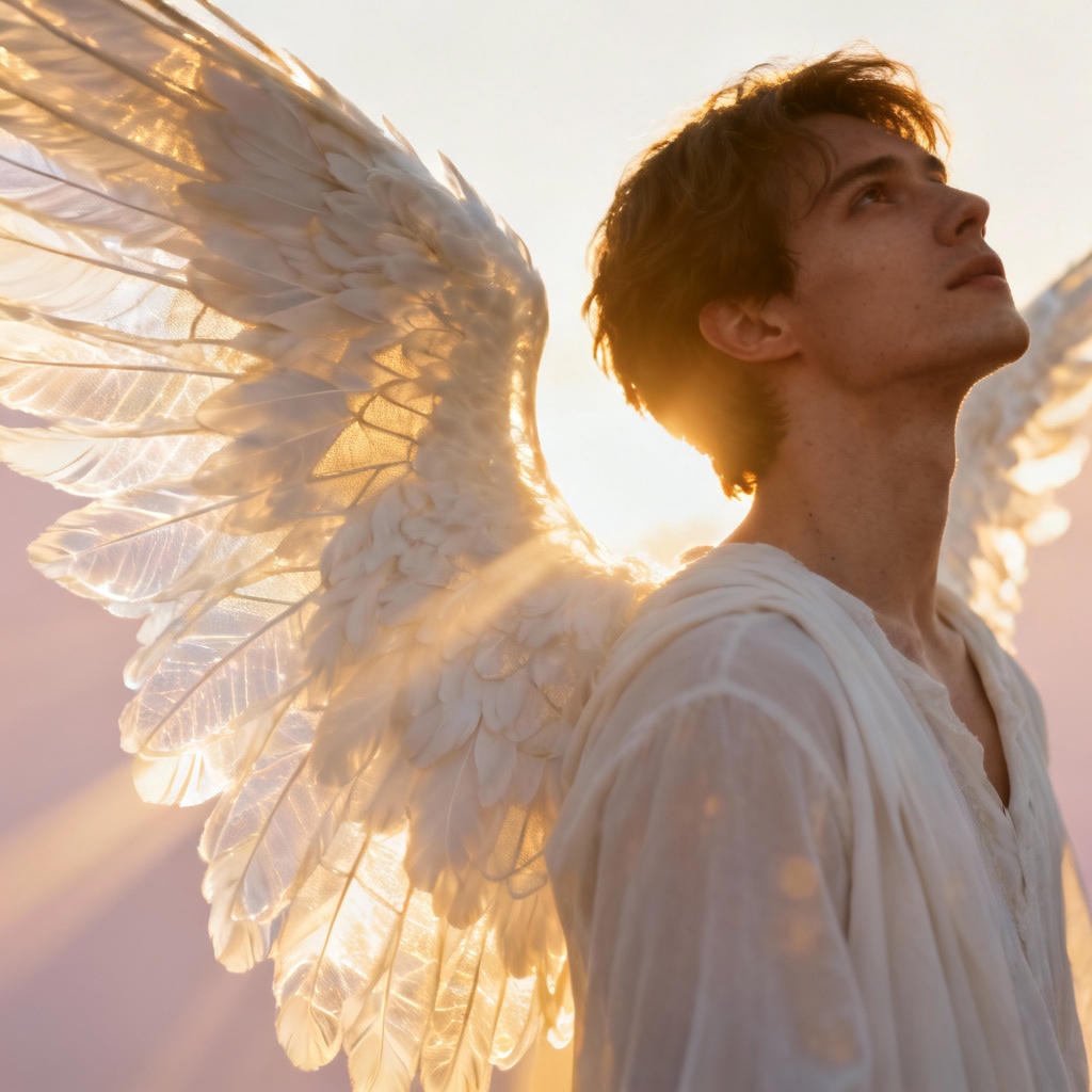 AI-generated celestial angel wings with detailed feathers