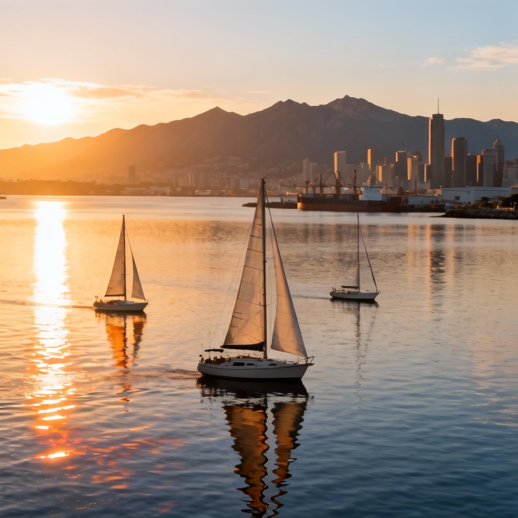AI Sunrise Harbor City Skyline