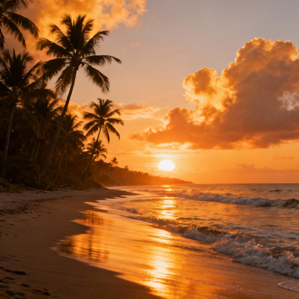 AI panoramic beach sunset