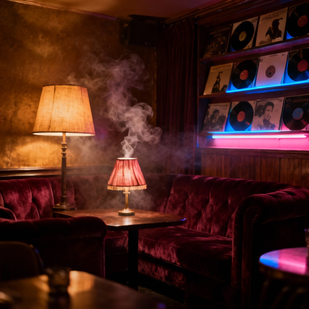 AI velvet jazz lounge with moody lighting