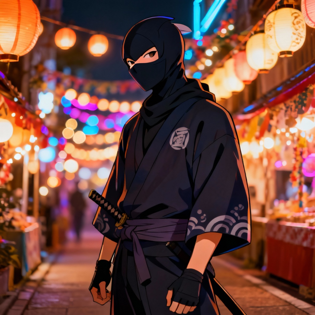 Ninja enjoying lantern festival at night