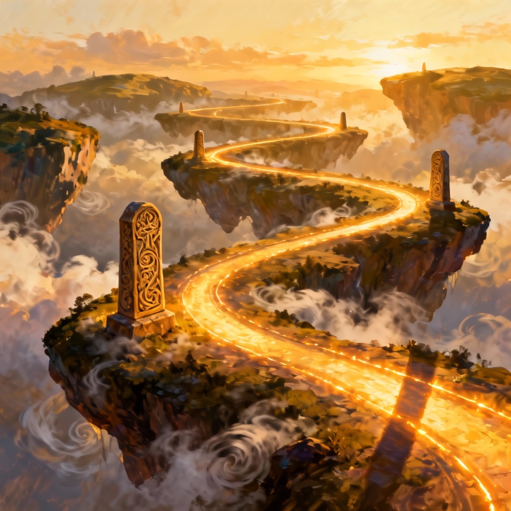 Fantasy skill road on floating islands