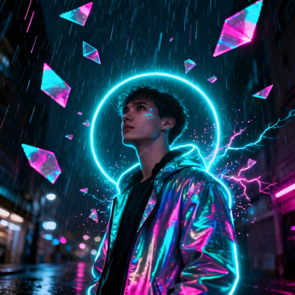 Neon cyberpunk aura portrait