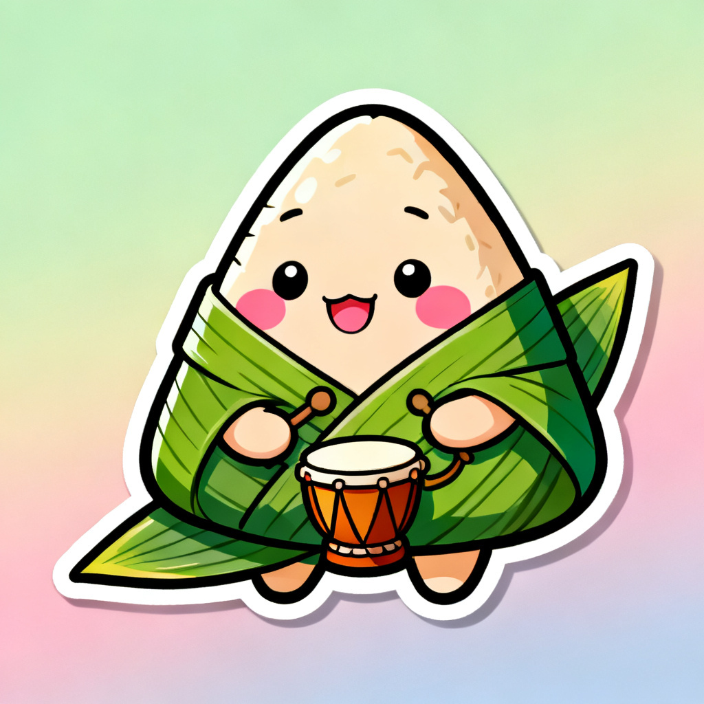 AI kawaii zongzi mascot character illustration