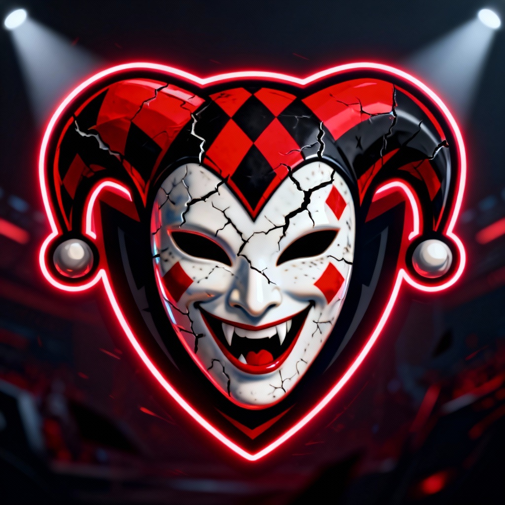 AI sinister clown jester mascot emblem