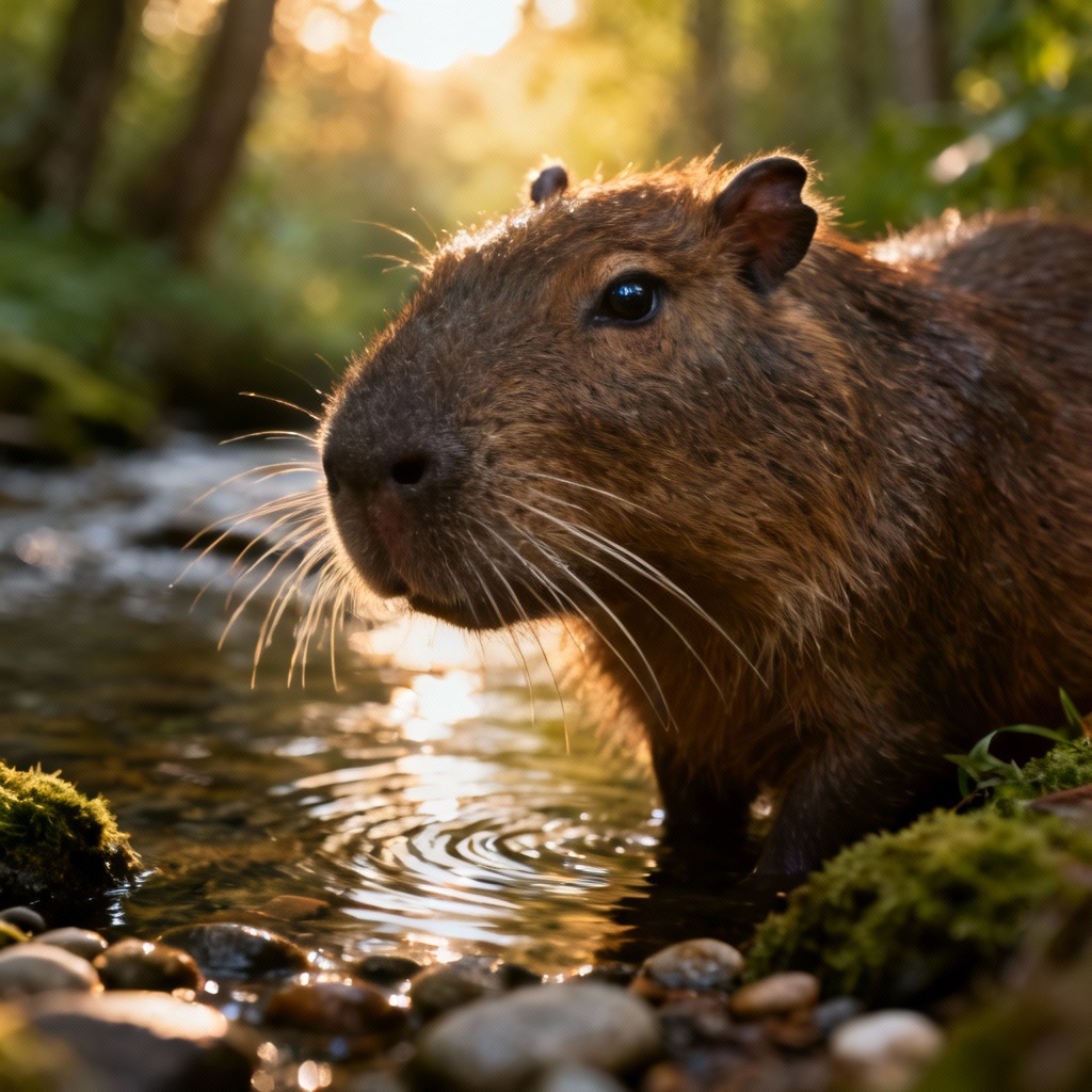 AI Capybara Nature Portrait