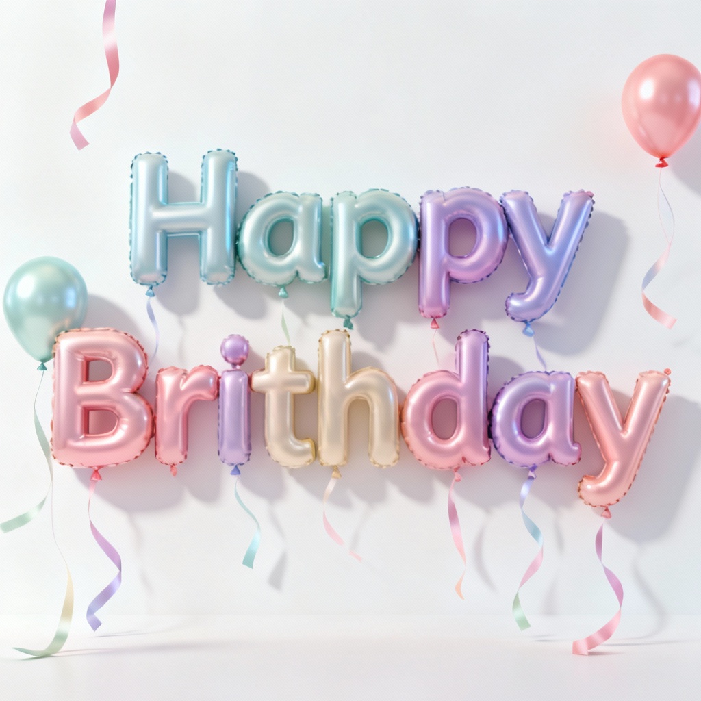 3D balloon typography spelling happy brithday