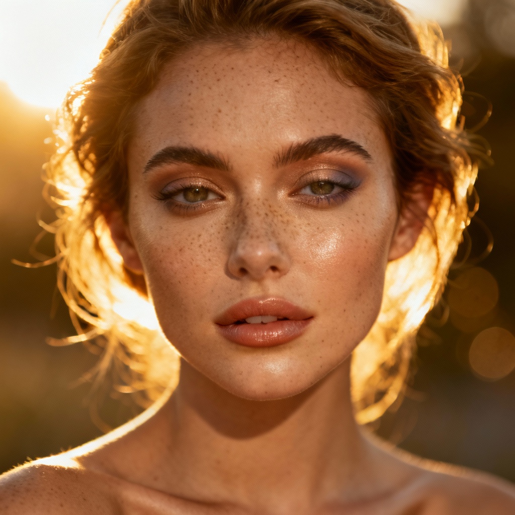 AI gorgeous golden hour glam headshot