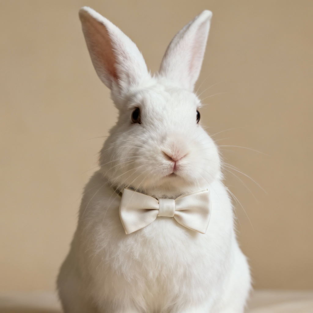 AI rabbit HR interview headshot with bow tie