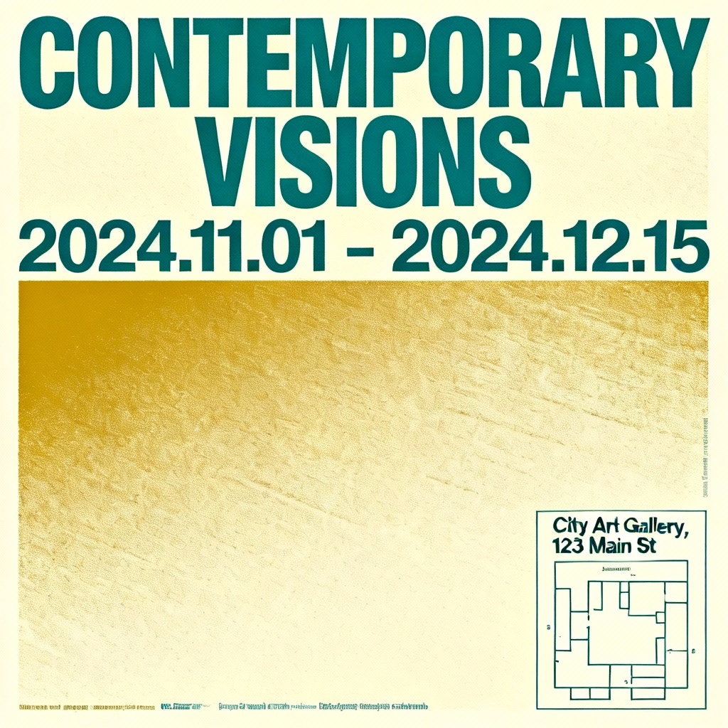 AI exhibition poster mockup with bold typography and date