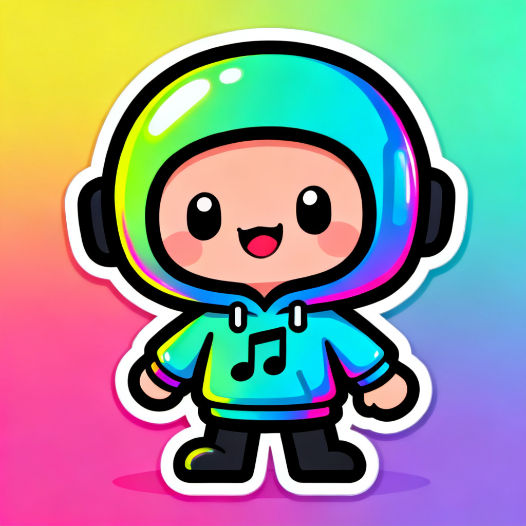 Sprunki OC maker hero character with neon colors and sticker style
