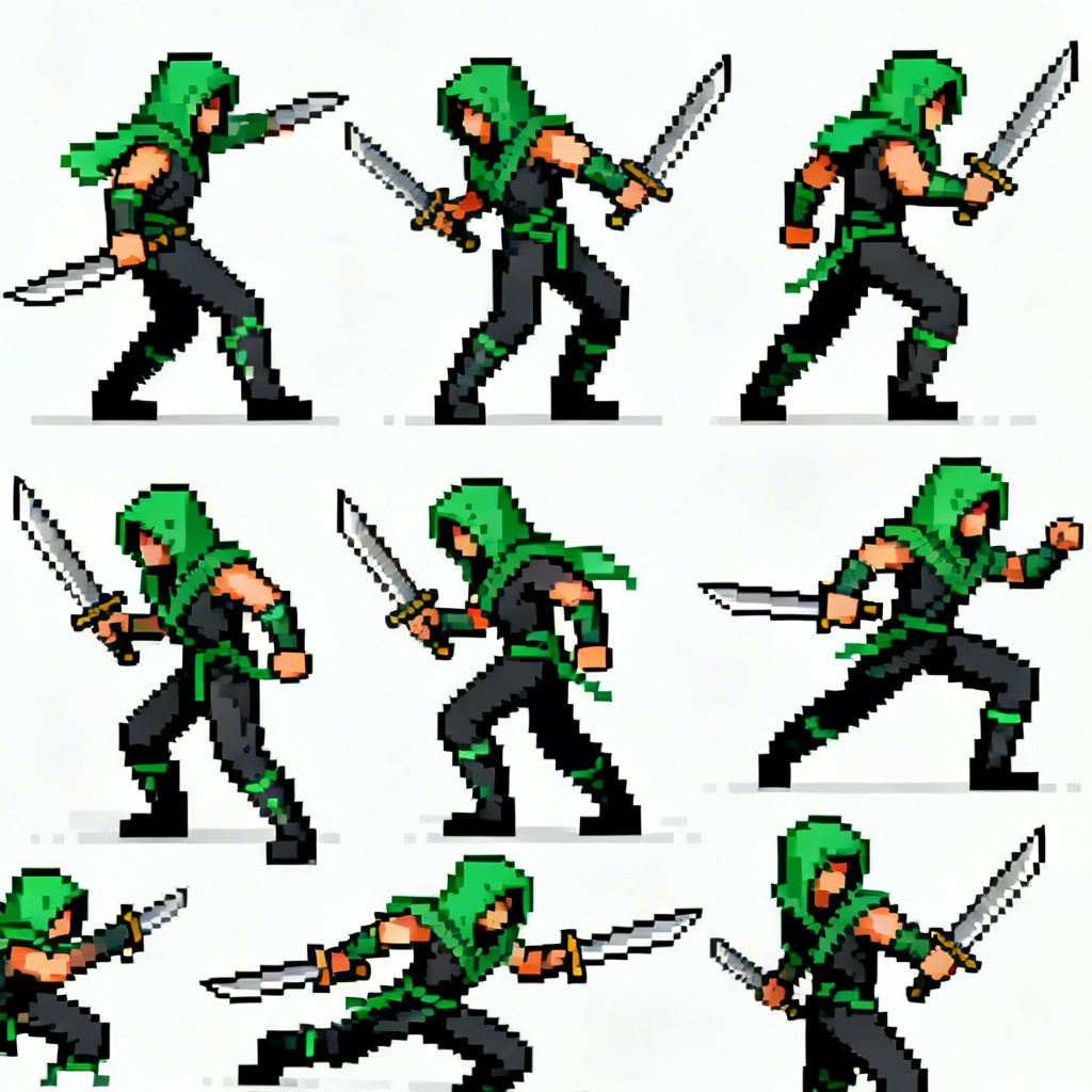 AI pixel art rogue sprite character