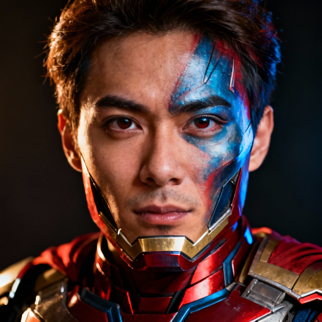 AI cosplay face mashup with blended features