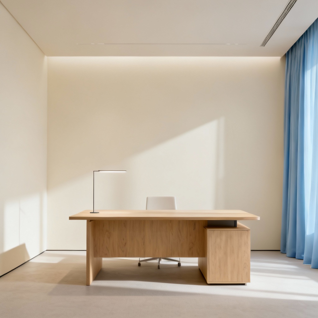 Modern minimalist Oval Office variation with clean decor